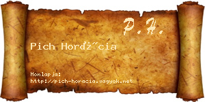 Pich Horácia névjegykártya